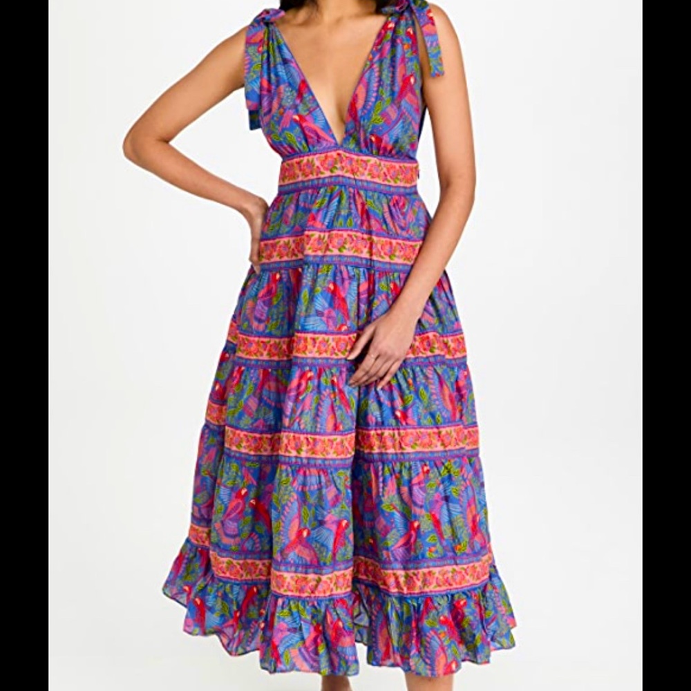 Farm Rio Blue Macaw Dress Size Small